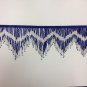 6.5" Chevron Royal Blue & Silver Glass Seed & Bugle Bead Beaded Fringe Lamps, Costumes, Crafts