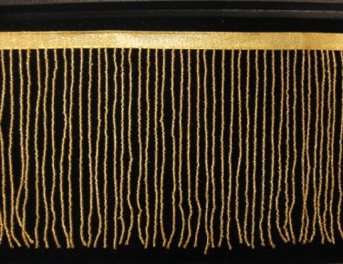 By the Yard-6.5" Gold Glass Seed Bead Beaded Fringe Lamps, Costumes, Crafts