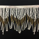 4.5" Gold & White Chevron Glass Seed Bead Beaded Fringe Lamps, Costumes, Crafts