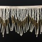 4.5" Gold & White Chevron Glass Seed Bead Beaded Fringe Lamps, Costumes, Crafts