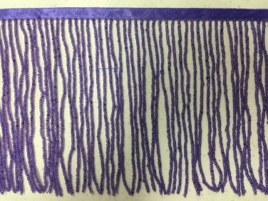 6.5" Purple Glass Seed Bead Beaded Fringe Lamps, Costumes, Crafts