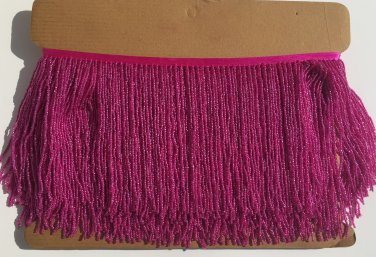 6.5" Hot Pink Glass Seed Bead Beaded Fringe Lamps, Costumes, Crafts