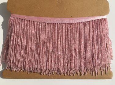 6.5" Light Pink Glass Seed Bead Beaded Fringe Lamps, Costumes, Crafts