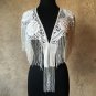 WHITE Sequin and Beaded Fringe Shawl Bridal Wrap Shoulder Shrug