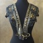 Peacock Black Gold Sequin and Beaded Shawl Bridal Wrap Shoulder Shrug