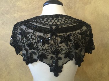 Black Sequin and Beaded Shawl Bridal Wrap Shoulder Shrug