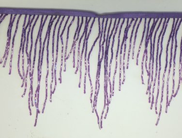 6.5" Chevron Purple/Lilac Ombr&Atilde;&copy; Glass BUGLE Bead Beaded Fringe Lamps, Costumes, Crafts