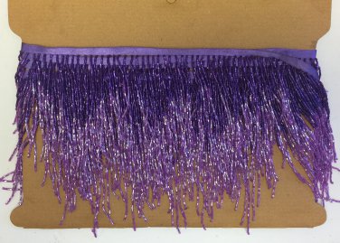 5 yard bolt-6.5" Chevron Purple/Lilac Ombr&Atilde;&copy; Glass BUGLE Bead Beaded Fringe Lamps Costumes