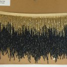 5 yd bolt-6.5" Black/Gold Chevron Ombré Glass BUGLE Bead Beaded Fringe Lamps Costumes Crafts
