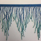By Yd-6.5" Chevron Royal Blue/Teal Ombré Glass BUGLE Bead Beaded Fringe Lamps Costumes Crafts