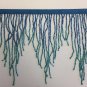 By Yd-6.5" Chevron Royal Blue/Teal Ombré Glass BUGLE Bead Beaded Fringe Lamps Costumes Crafts