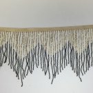 6.5" Chevron Black & Gold Glass BUGLE Bead Beaded Fringe Lamps, Costumes, Crafts
