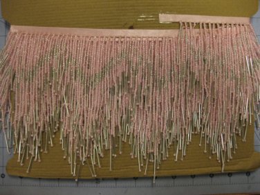 5 Yard Bolt-6.5" Chevron Light Pink/Silver Glass Seed & Bugle Bead Beaded Fringe Lamps Costumes