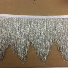 5 Yd Bolt-6.5" CHEVRON Silver Glass BUGLE Beaded Fringe Lamps, Costumes, Crafts