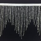 By the Yard-6.5" CHEVRON Silver Glass BUGLE Beaded Fringe Lamps, Costumes, Crafts