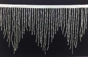 By the Yard-6.5" CHEVRON Silver Glass BUGLE Beaded Fringe Lamps, Costumes, Crafts