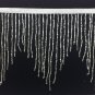 By the Yard-6.5" CHEVRON Silver Glass BUGLE Beaded Fringe Lamps, Costumes, Crafts