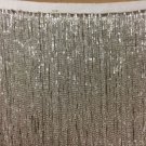 By the Yard-6.5" SILVER Glass BUGLE Bead Beaded Fringe Lamps, Costumes, Crafts