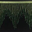 6" Lime/Emerald Green Ombre BUGLE Beaded Fringe Chevron Lamp Costume Trim