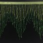 6" Lime/Emerald Green Ombre BUGLE Beaded Fringe Chevron Lamp Costume Trim
