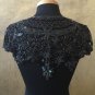 Sequin Beaded Lace Hip Wrap Collar Shoulder Shrug Shawl Applique Peacock Black