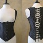 XL Renaissance Costume Steel Boned Underbust Corset Vest Black Waist Cincher