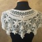 Sequin Beaded Lace Hip Wrap or Collar Shoulder Shrug Shawl Applique White