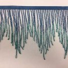 6" Royal Blue/Teal Ombre BUGLE Beaded Fringe Chevron Lamp Costume Trim