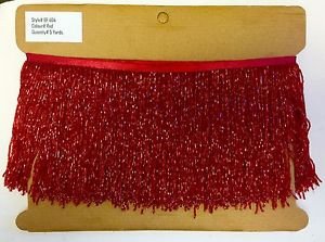 5 Yard Bolt-6" Glass RED BUGLE Seed Bead Beaded Fringe Lamp Costume Trim