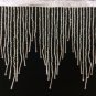 6.5" Silver Glass Seed Bugle Beaded Fringe Chevron Lamp Costume Trim by Yard