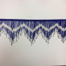 6" Royal Blue Glass Seed Bugle Beaded Fringe Chevron Lamp Costume Trim by Yard