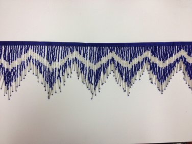 6" Royal Blue Glass Seed Bugle Beaded Fringe Chevron Lamp Costume Trim by Yard