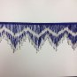 6" Royal Blue Glass Seed Bugle Beaded Fringe Chevron Lamp Costume Trim by Yard