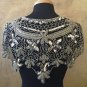 Sequin Beaded Lace Hip Wrap Collar Shoulder Shrug Shawl Applique Silver/Black