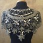 Sequin Beaded Lace Hip Wrap Collar Shoulder Shrug Shawl Applique Silver/Black