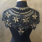 Sequin Beaded Lace Hip Wrap Collar Shoulder Shrug Shawl Applique Peacock Gold