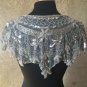 Sequin Beaded Lace Hip Wrap Collar Shoulder Shrug Shawl Applique Silver