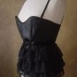 L-Black Victorian Satin & Layered Lace Corset Tank Top Removable Straps