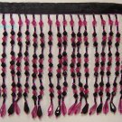 5" Pink/Blk Acrylic Glass Seed Bugle Bead Fringe Teardrop Lamp Costume per yard