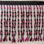 5" Pink/Blk Acrylic Glass Seed Bugle Bead Fringe Teardrop Lamp Costume per yard