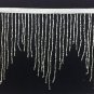 6.5/6" Silver Glass BUGLE Bead Beaded Fringe CHEVRON Lamp Costume Trim by Yard