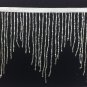 6.5/6" Silver Glass BUGLE Bead Beaded Fringe CHEVRON Lamp Costume Trim by Yard
