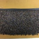 5 Yard Bolt-6" Glass BLACK AB/BUGLE Seed Beaded Fringe Lamp Costume Trim Crafts