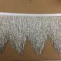 5yd Bolt 6.5" Silver Glass BUGLE Bead Beaded Fringe CHEVRON Lamp Costume