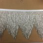5yd Bolt 6.5" Silver Glass BUGLE Bead Beaded Fringe CHEVRON Lamp Costume