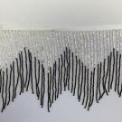 By Yard-6" Black/Silver Glass BUGLE SEED Beaded Fringe Chevron Lamp Costume Trim