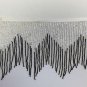 By Yard-6" Black/Silver Glass BUGLE SEED Beaded Fringe Chevron Lamp Costume Trim
