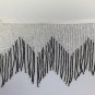 By Yard-6" Black/Silver Glass BUGLE SEED Beaded Fringe Chevron Lamp Costume Trim