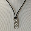 Black Leather Necklace Double Infinity Silver Charm Love Necklace Wedding Gift