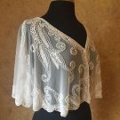 Sequin Beaded Bridal Cape Collar Shoulder Shrug Shawl Applique White Chiffon